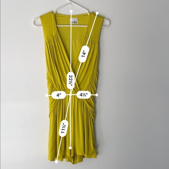 Kardashians for Bebe Collection Neon Yellow Romper | Sleeveless | Deep V Plunge - Picture 13 of 14